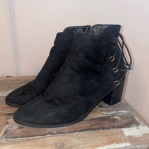 Suede Black Boots w/ Lace Up!